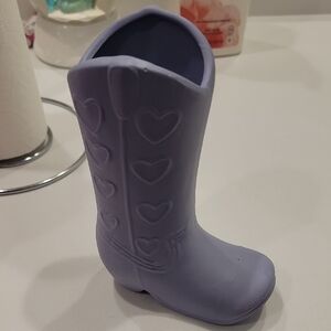 Purple Heart-Patterned Boot Vase